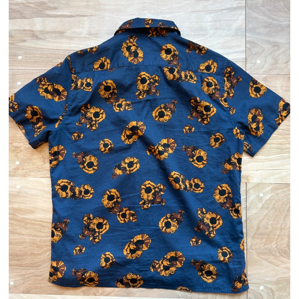 John Varvatos Mens Danny Camp Shirt Poppy Print Button Down Navy Nature Indie - Picture 7 of 9